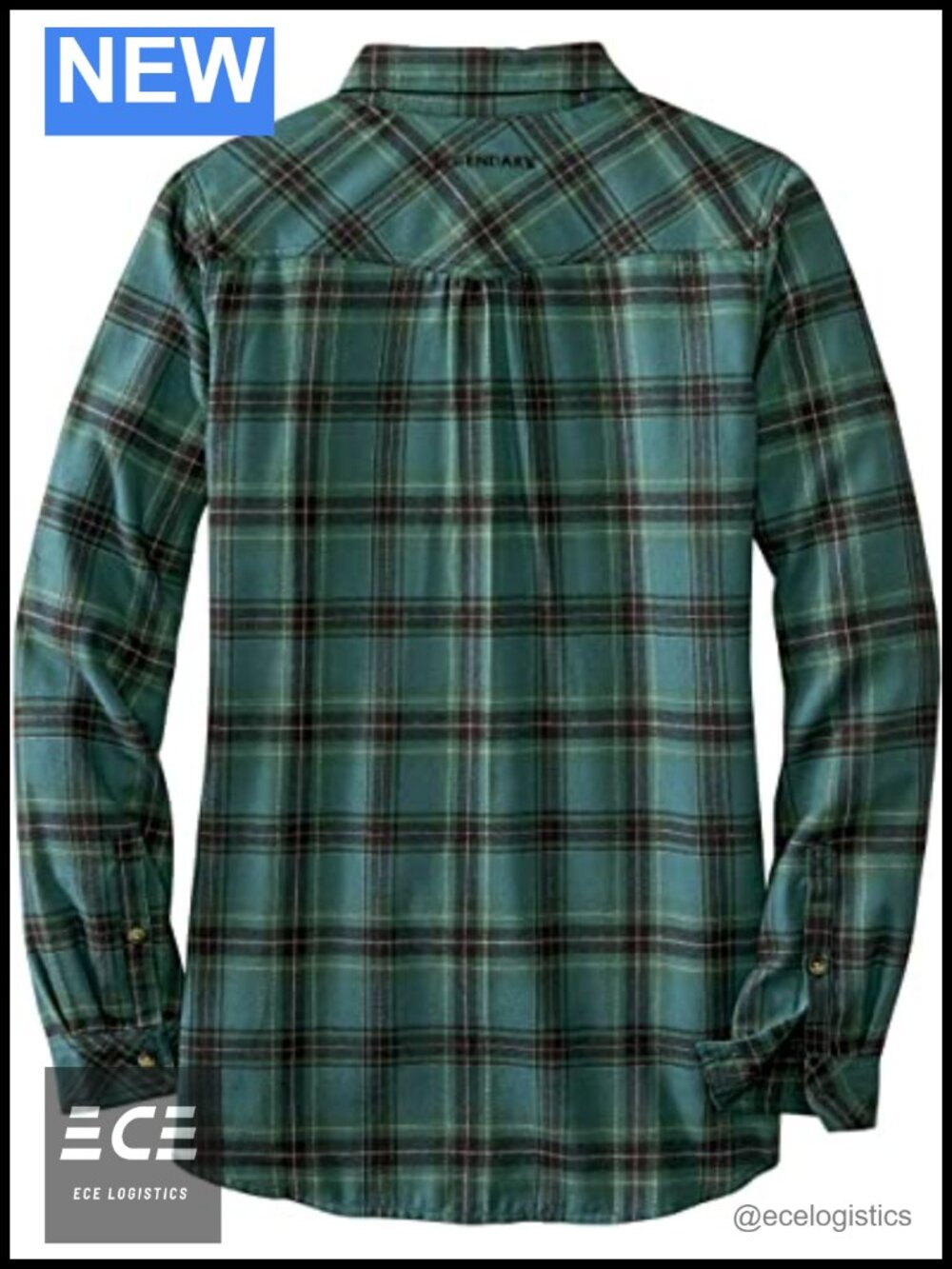 Plaid Flannel Tunic Half Button Front Relaxed Fit - Picture 2 of 2